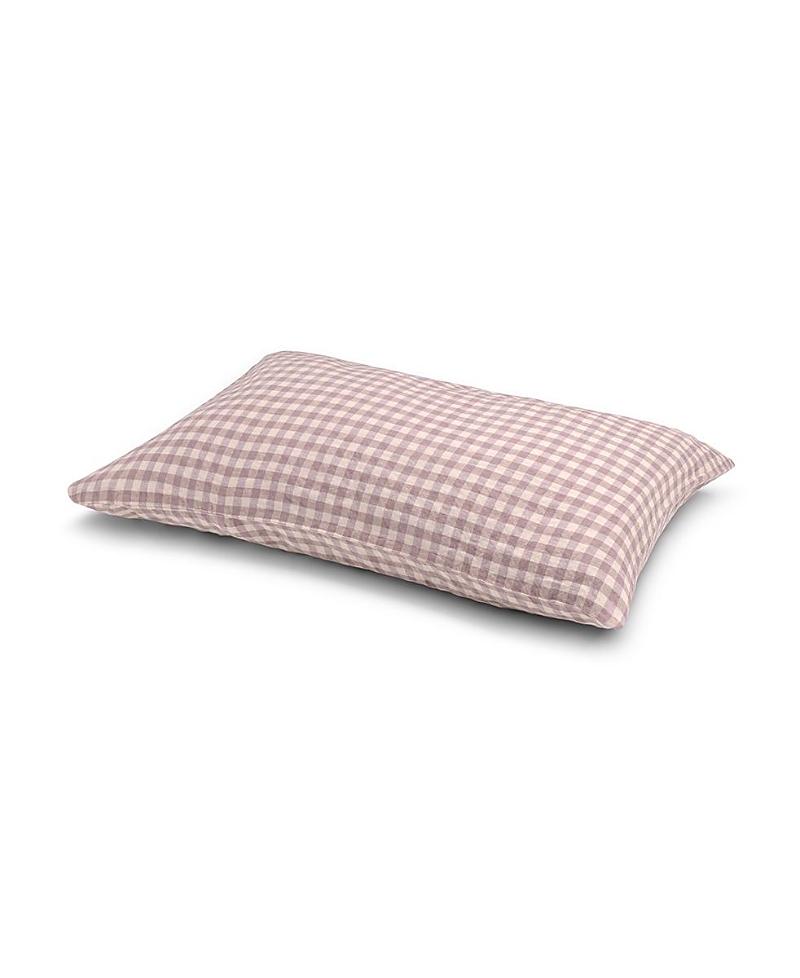 Piglet In Bed Gingham Linen Blend Pillowcase Pair In Elderberry Gingham