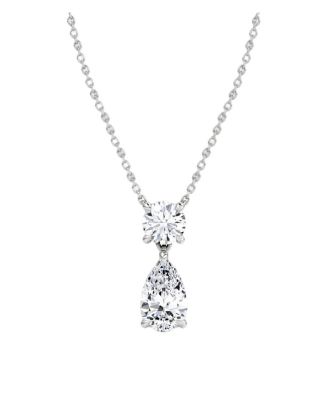  Signature Duo Drop Necklace in 14K White Gold, 3.0ctw Round Brilliant & Pear Lab Grown Diamonds
