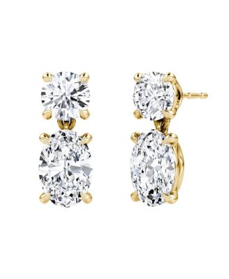  Signature Drop Earring in 14K White Gold, 3.0ctw Round Brilliant & Oval Lab Grown Diamonds