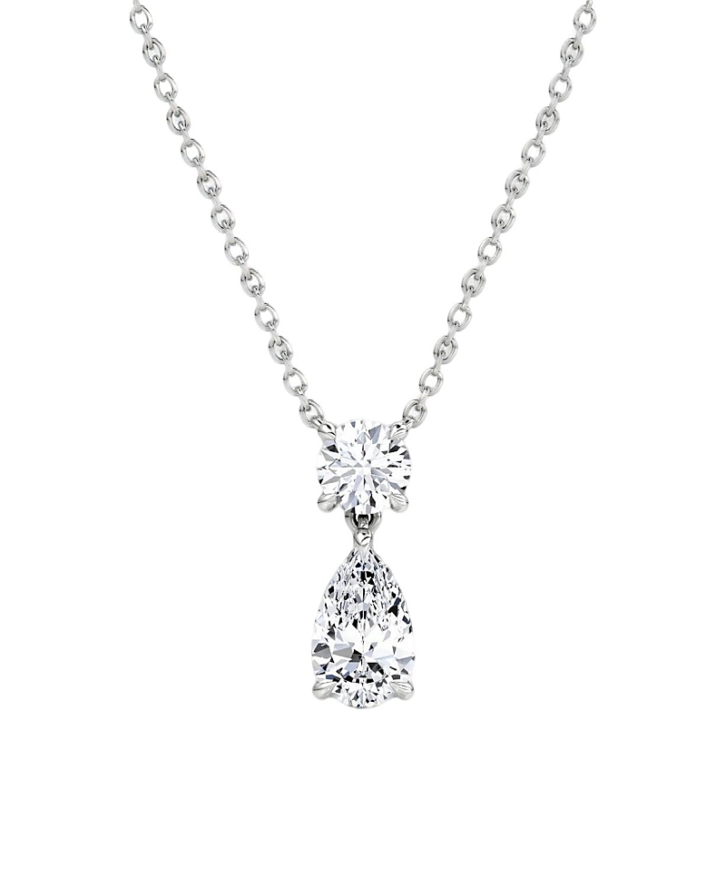 Vrai Signature Duo Drop Necklace In 14k Yellow Gold, 1.5ctw Round Brilliant & Pear Lab Grown Diamonds In K White Gold