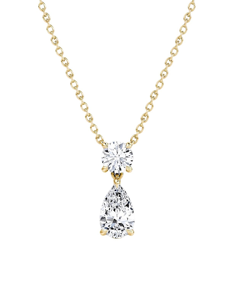 Vrai Signature Duo Drop Necklace In 14k Yellow Gold, 1.5ctw Round Brilliant & Pear Lab Grown Diamonds In K Yellow Gold