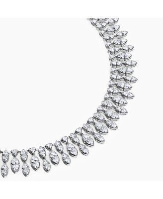  Trillion Cascade Necklace in 14K White Gold, 33ctw Trillion Lab Grown Diamonds