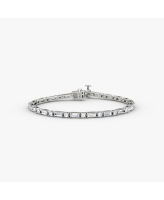  Mixed Shape Bracelet in 14K White Gold, 3.15ctw Baguette & Brilliant Round Lab Grown Diamonds