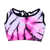  Tie Dye Contrast Strappy Back Sports Bra - (7-14 - Big Kid