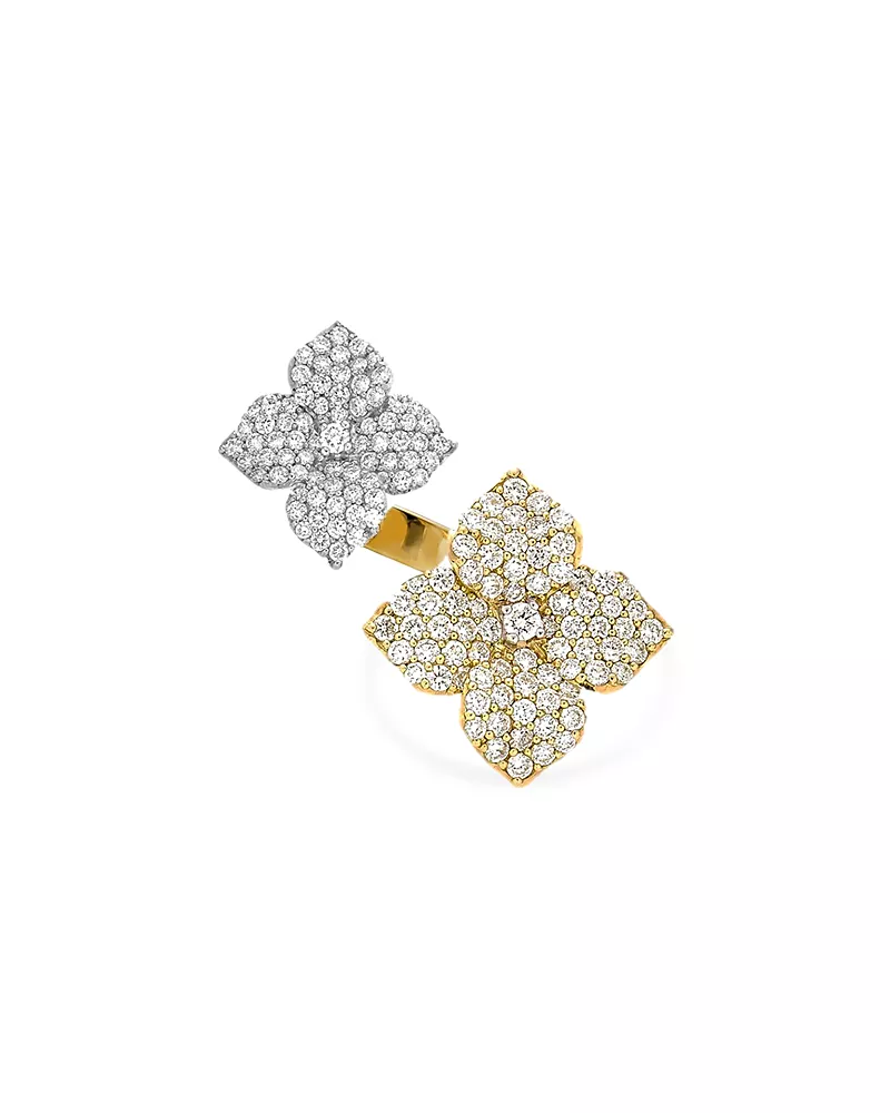 Piranesi 18K Yellow & White Gold Fiore Diamond Double Fiore Open Ring