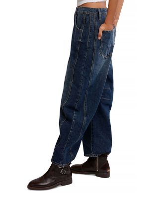 Good Luck Mid Rise Barrel Jeans in Deep End