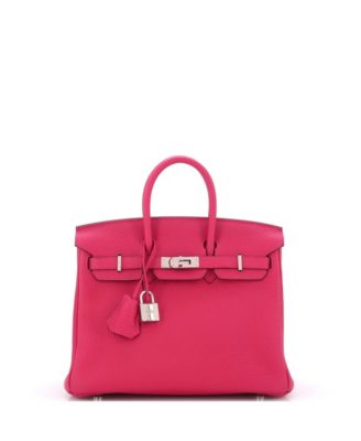 Pre-Owned HERMÈS - Birkin 25 Handbag Pink Togo with Palladium Hardware