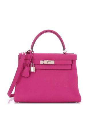Pre-Owned HERMÈS - Kelly 28 Handbag Pink Togo with Palladium Hardware