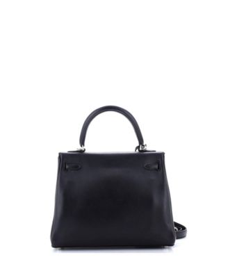  Kelly 25 Handbag Black Swift with Palladium Hardware