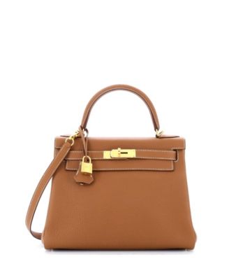 Pre-Owned HERMÈS - Kelly 28 Handbag Brown Togo with Gold Hardware