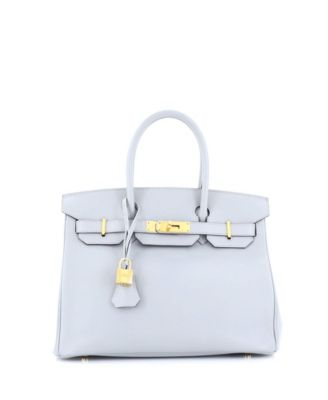Pre-Owned Hermes Birkin 30 Handbag Blue Epsom with Gold Hardware
