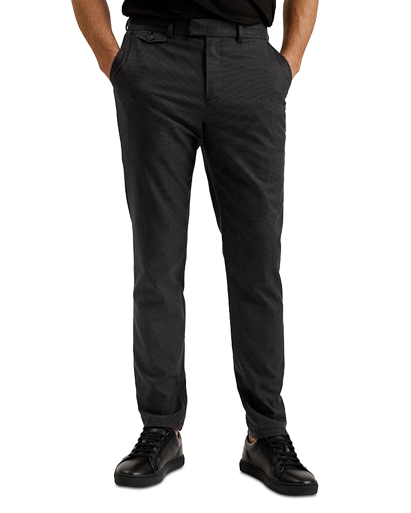 Ted Baker Micro Houndstooth Slim Fit Pants In Grey