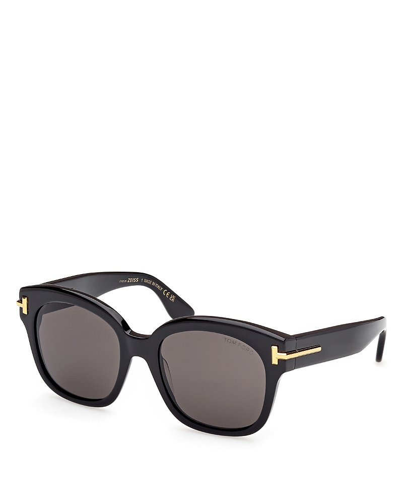 Tom Ford Square Sunglasses, 55mm In Black/smoke