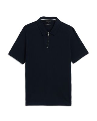 Elgrave Regular Fit Short Sleeve Textured Zip Polo 