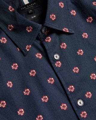 Mikceal Slim Fit Long Sleeve Floral Shirt