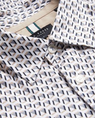 Joshhy Slim Fit Hex Geo Long Sleeve Shirt