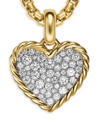 Pav&eacute; Heart Amulet in 18K Yellow Gold with Diamonds, 15.6mm