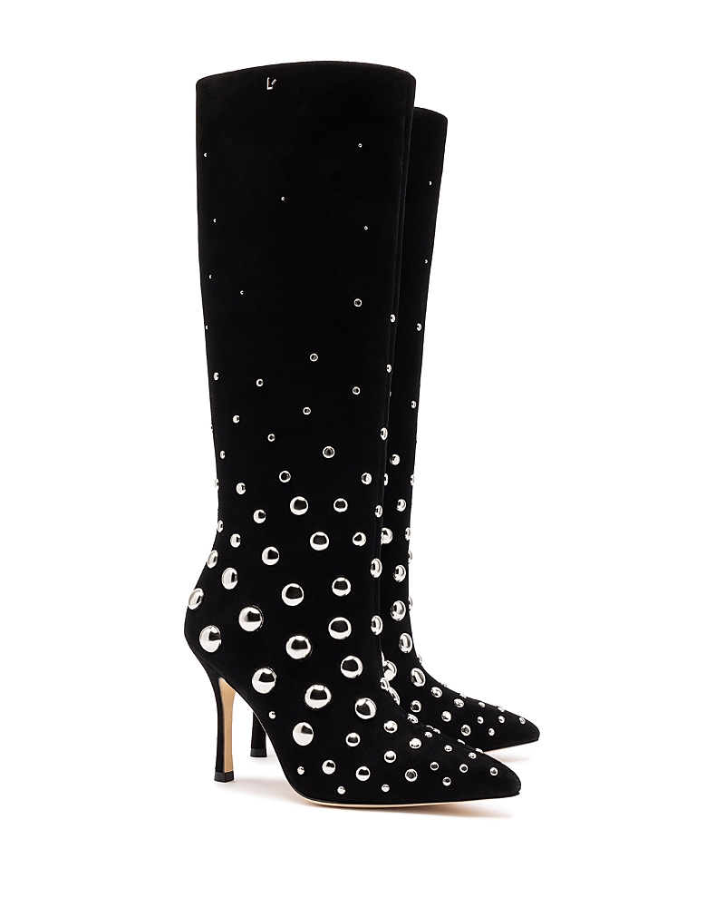 Larroude Women's Kate Studded Boots In Black
