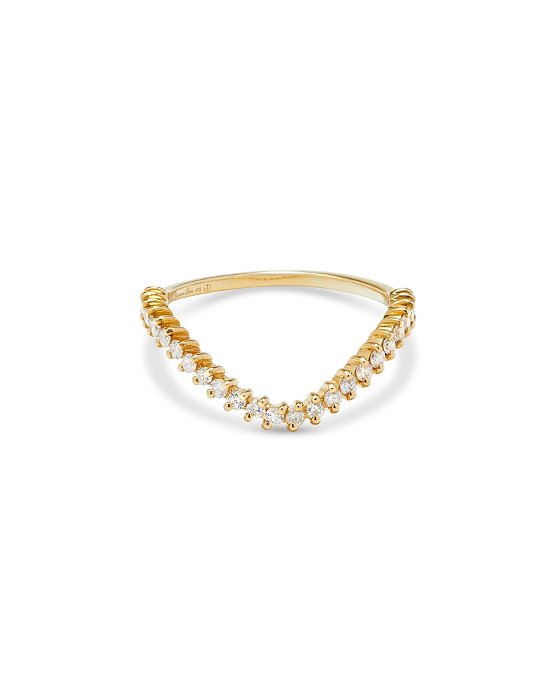 Yvonne Léon 9k Yellow Gold Grey Diamond Mini Wave Ring, 0.22 Ct. T. W. In Gold
