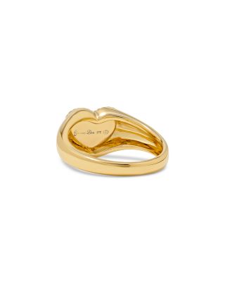 9K Yellow Gold Diamond Heart Signet Ring