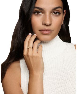 Petite Modern Renaissance Pyramid Ring in 18K Yellow Gold with Diamonds, 1.7mm