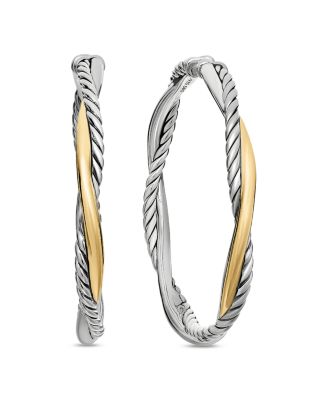 David Yurman - Petite Infinity Hoop Earrings in Sterling Silver with 14K Yellow Gold