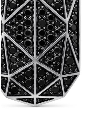 Men's Torqued Faceted Amulet in Sterling Silver with Black Diamonds, 37mm