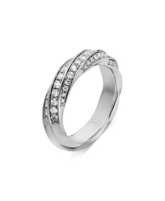 Cable Edge Band Ring in Recycled Sterling Silver with Pav&eacute; Diamonds