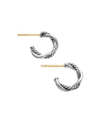 Sterling Silver Petite Infinity Huggie Hoop Earring with Diamonds