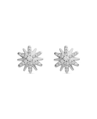 David Yurman - Sterling Silver Petite Starburst Stud Earrings with Diamonds