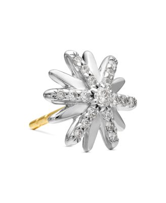 Sterling Silver Petite Starburst Stud Earrings with Diamonds