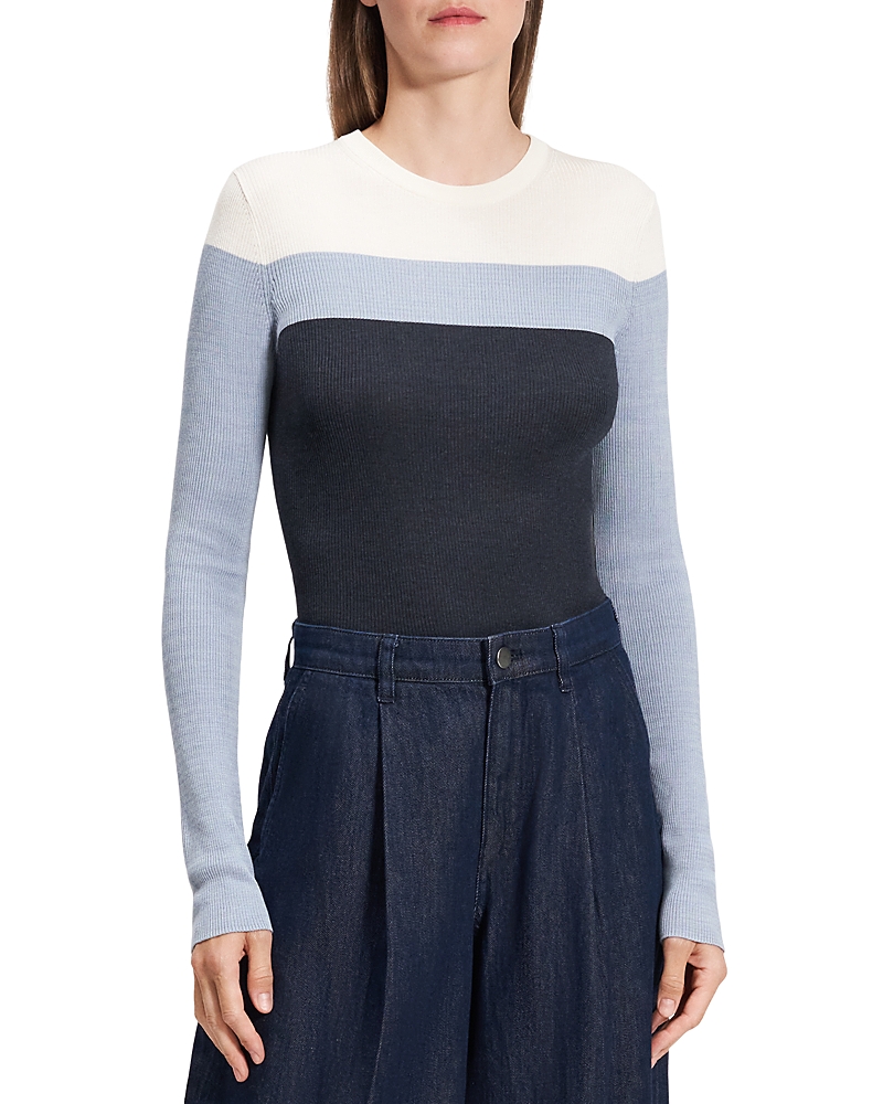Theory Silk Mirzi Color Blocked Top In Dnmmelmlt