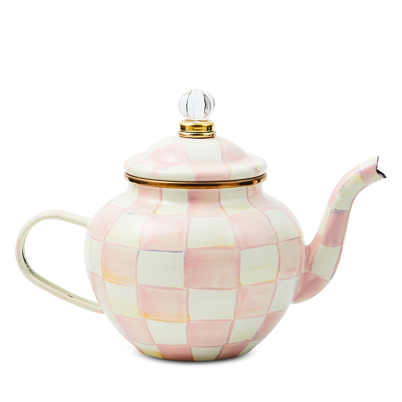 Mackenzie-childs Rosy Check Enamel Teapot, 4 Cup