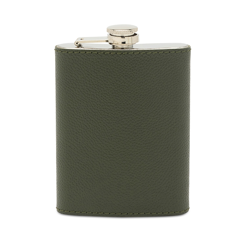 Blue Pheasant Warren Stainless Steel And Full Grain Leather Flask In Forest Green