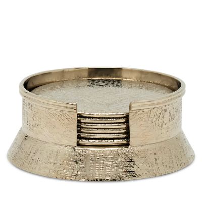 Sevasti Shiny Nickle Textured Round Coaster, Set of 6