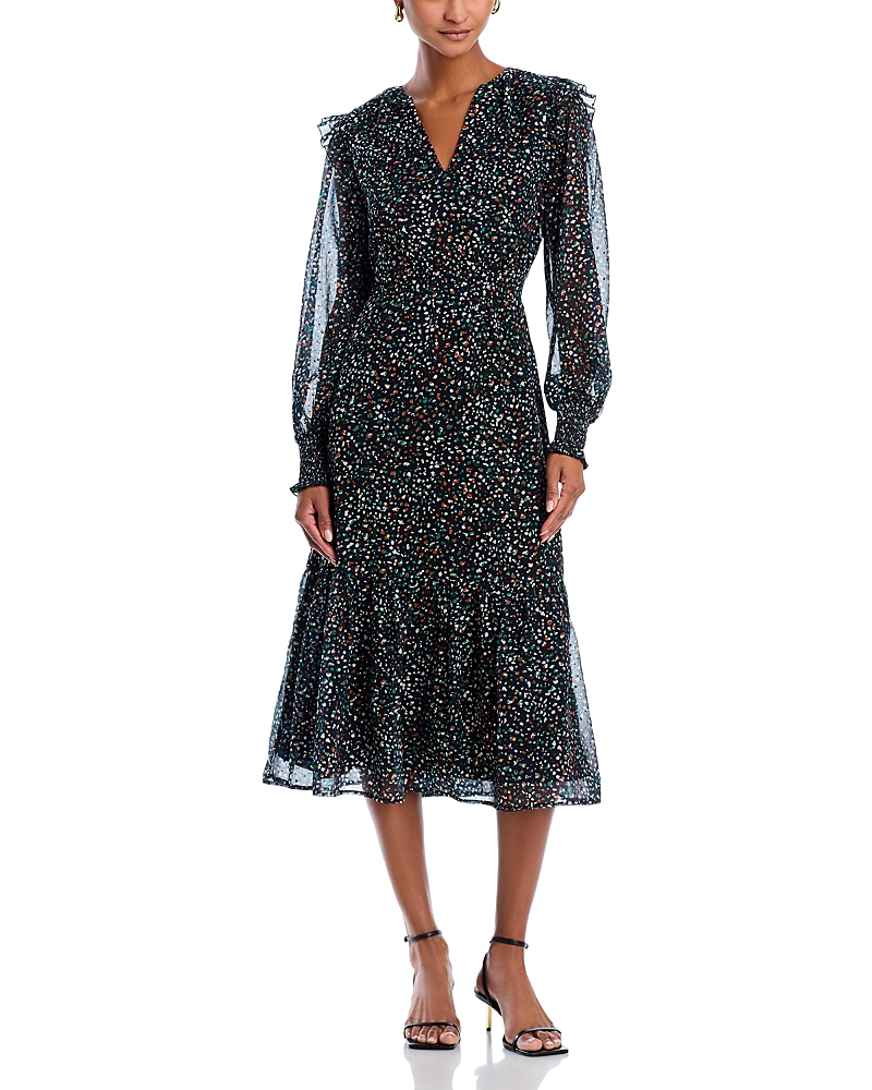 AQUA PRINTED CHIFFON DRESS