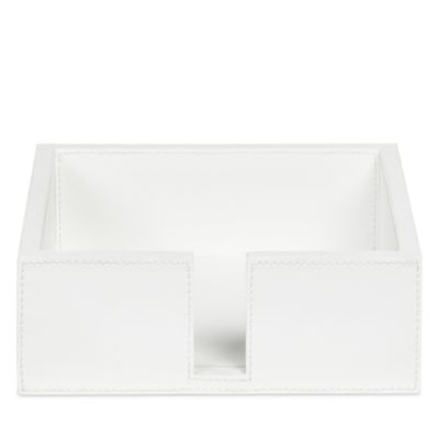 Brisbane Bright White Marine Faux Leather Luncheon Napkin Tray, Set of 2