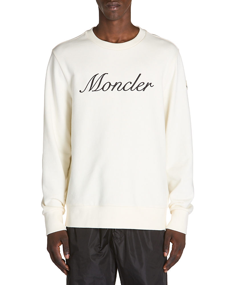 Moncler Embroidered Logo Sweatshirt In Natural