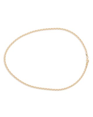 14K Yellow Gold Round Cable Link Chain Necklace, 17-18"
