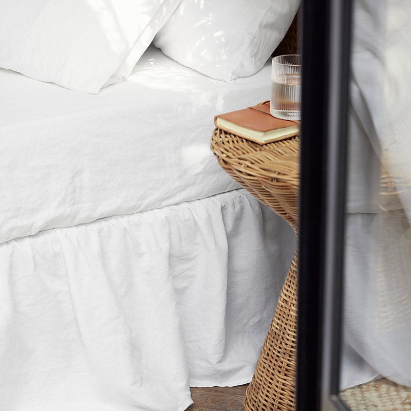 Piglet In Bed Plain Linen Fitted Sheet, Full In White