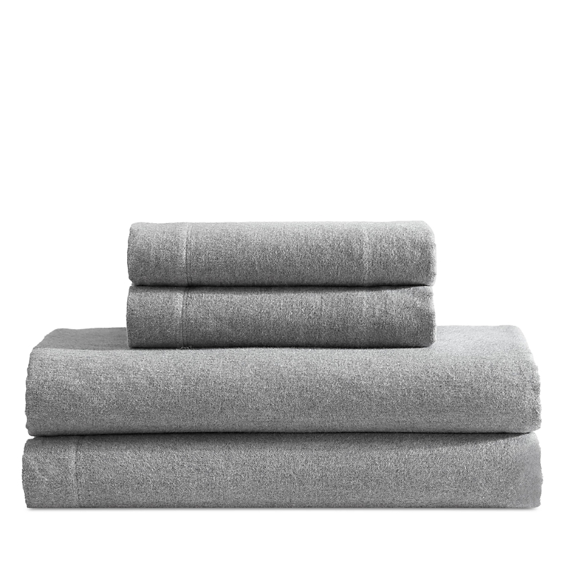 Calvin Klein Melange Flannel 4 Piece Sheet Set, Queen In Silver Grey