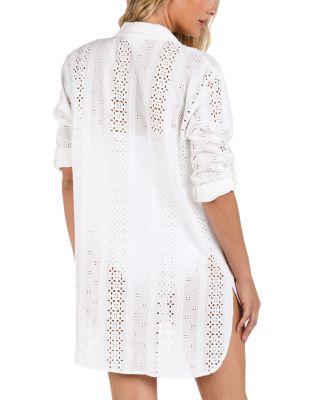 Eyelet Camp Shirt Swim Cover-Up