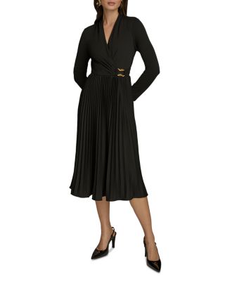 Donna Karan Faux Wrap A Line Midi Dress | Bloomingdale's Women