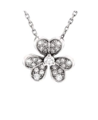 Pre-Owned Van Cleef & Arpels Frivole Pendant Necklace 18K White Gold with Pave Diamonds