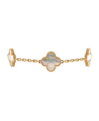 Pre-Owned Van Cleef & Arpels Vintage Alhambra 5 Motifs Bracelet 18K Gold and Mother of Pearl