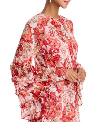 Damask Sunnina Ruffled Tiered Midi Dress