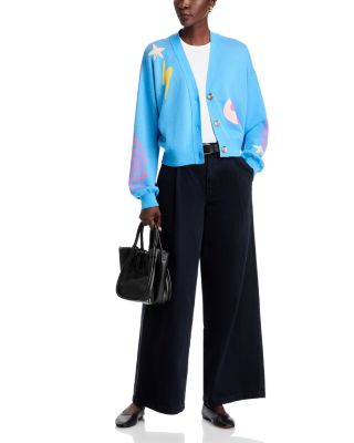 The Bell Sleeved Cropped V Neck Cardigan Sweater 