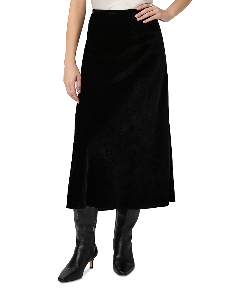 Shop Paige Cicely Velvet Midi Skirt In Black
