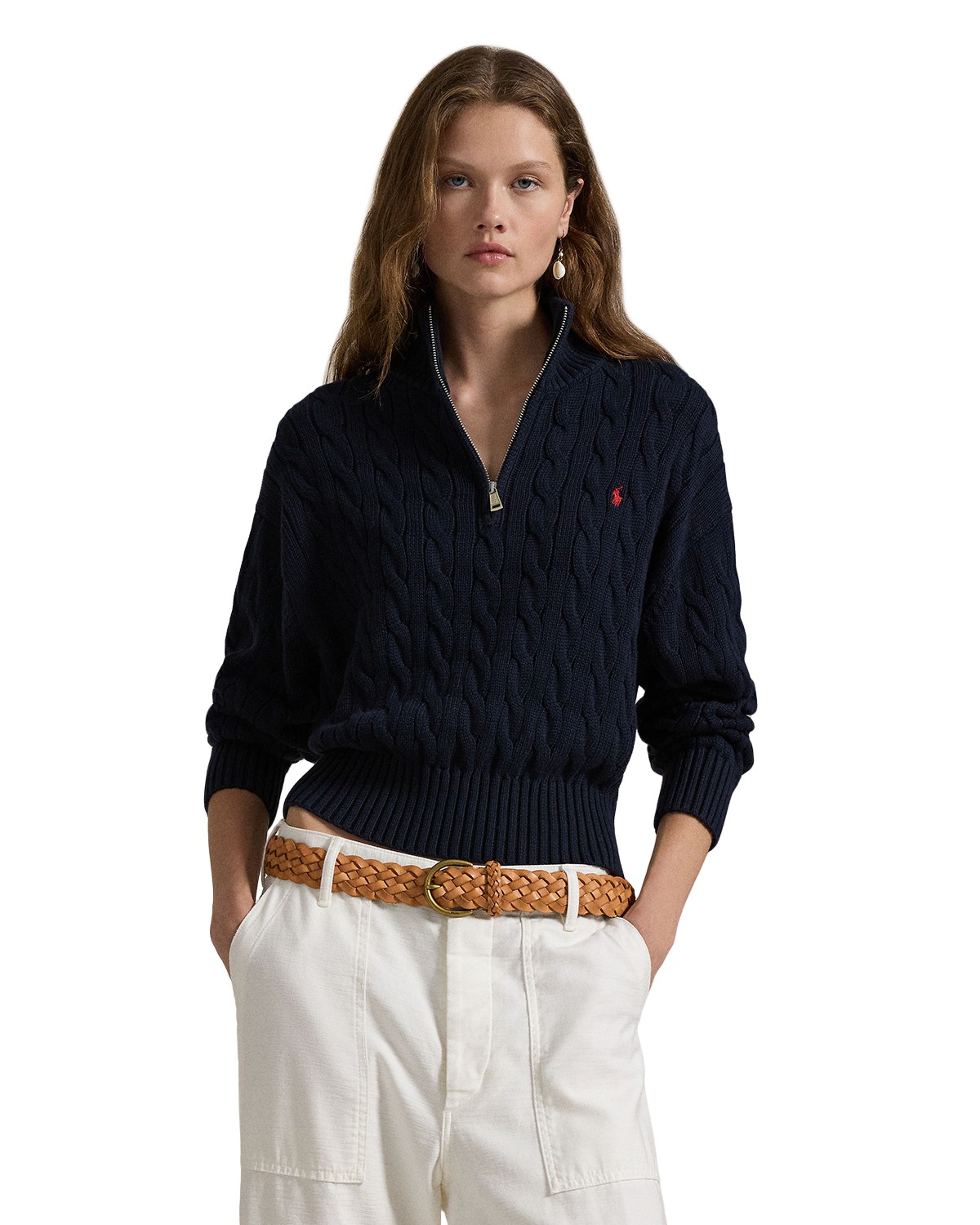 Quarter Zip Cable Knit Sweater