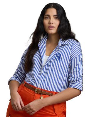 Ralph Lauren - Plus Relaxed Fit Striped Broadcloth Shirt